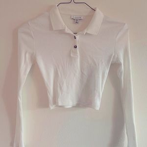 Top shop cropped long sleeve polo shirt